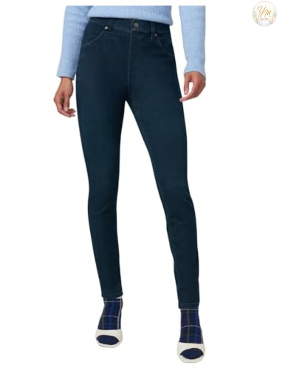 HUE Ultra Soft High Waist Denim Leggings - Skinny Fit, Pull On, Casual